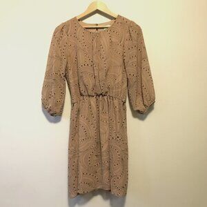 Retro 70s Psychedelic Paisley Peasant Sleeve Dress